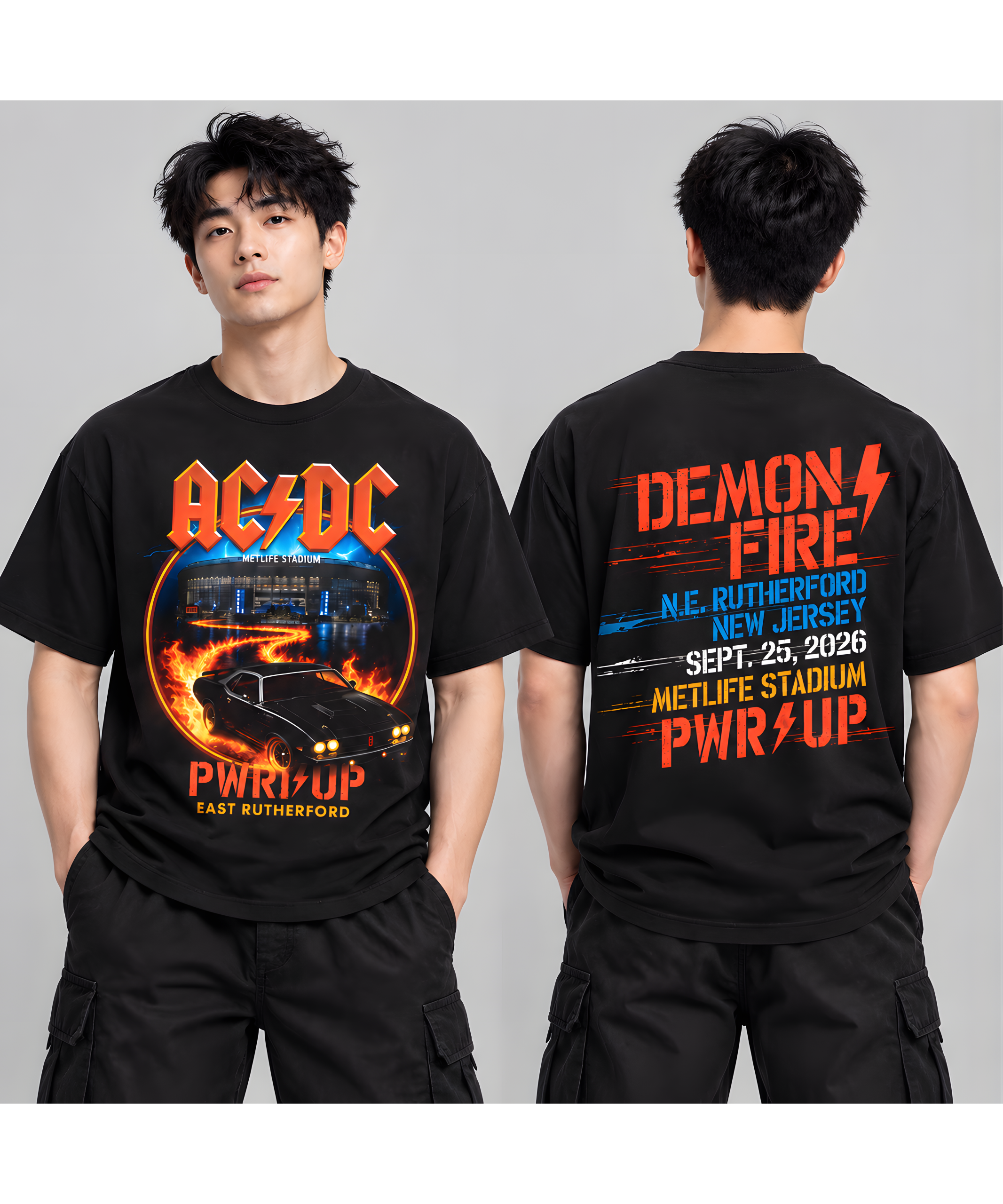 AC/DC – Power Up Tour at MetLife Stadium East Rutherford (Sept 25, 2026) w/ “Demon Fire” – Two-Sided Unisex T-Shirt