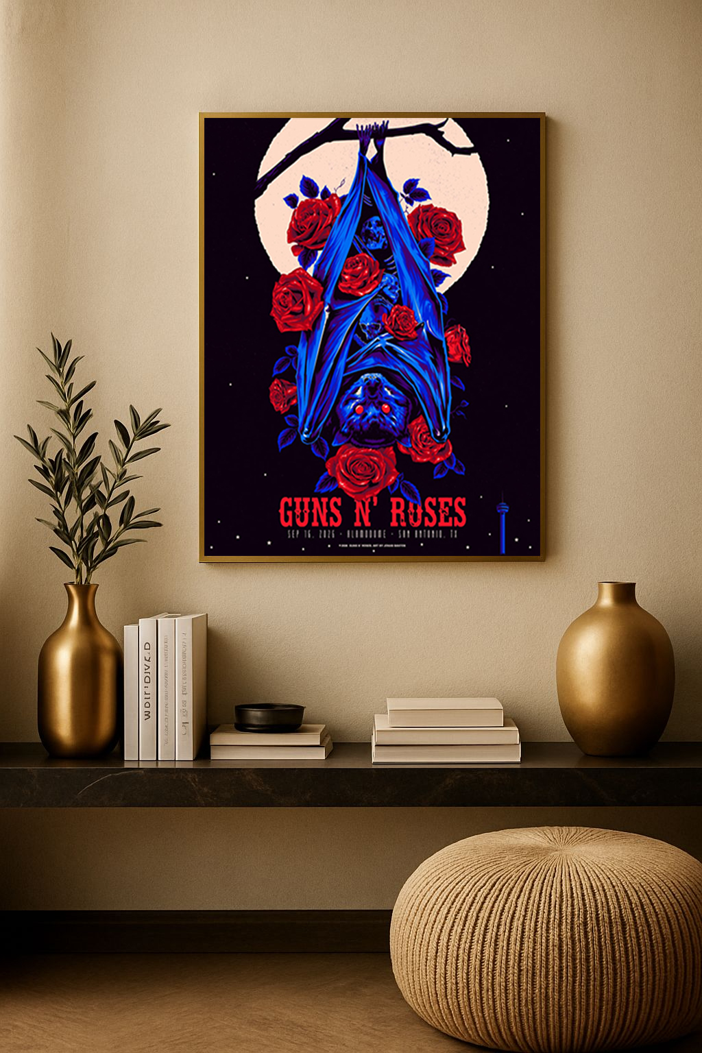 Guns N’ Roses San Antonio TX 2026 Concert Poster Canvas – Alamodome Rock Wall Art 1
