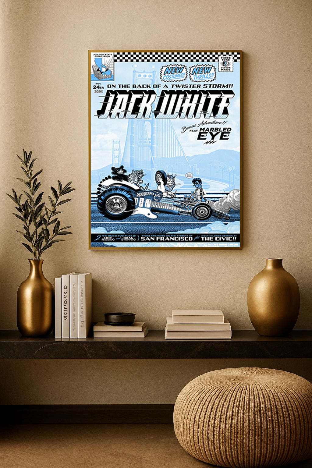 Jack White – Live 2026 at Bill Graham Civic Auditorium San Francisco (Sept 24, 2026) w/ Marbled Eye – Poster Canvas