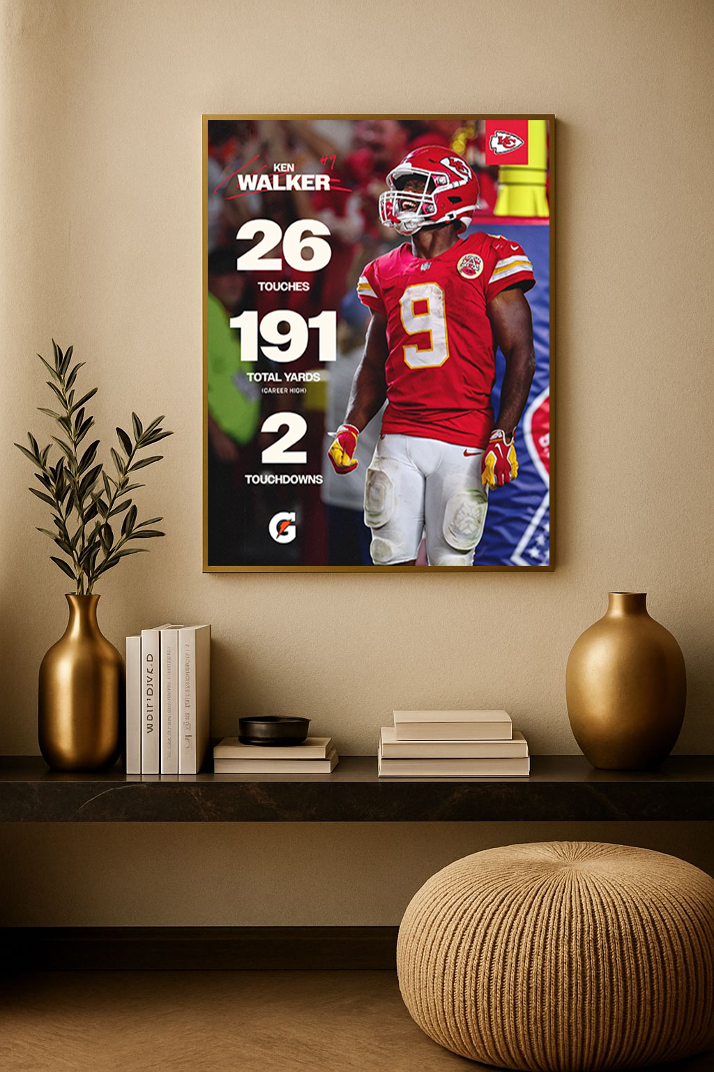 Kenneth Walker III Chiefs Debut 2026 Poster – K9’s Kingdom Stats Canvas Print 1