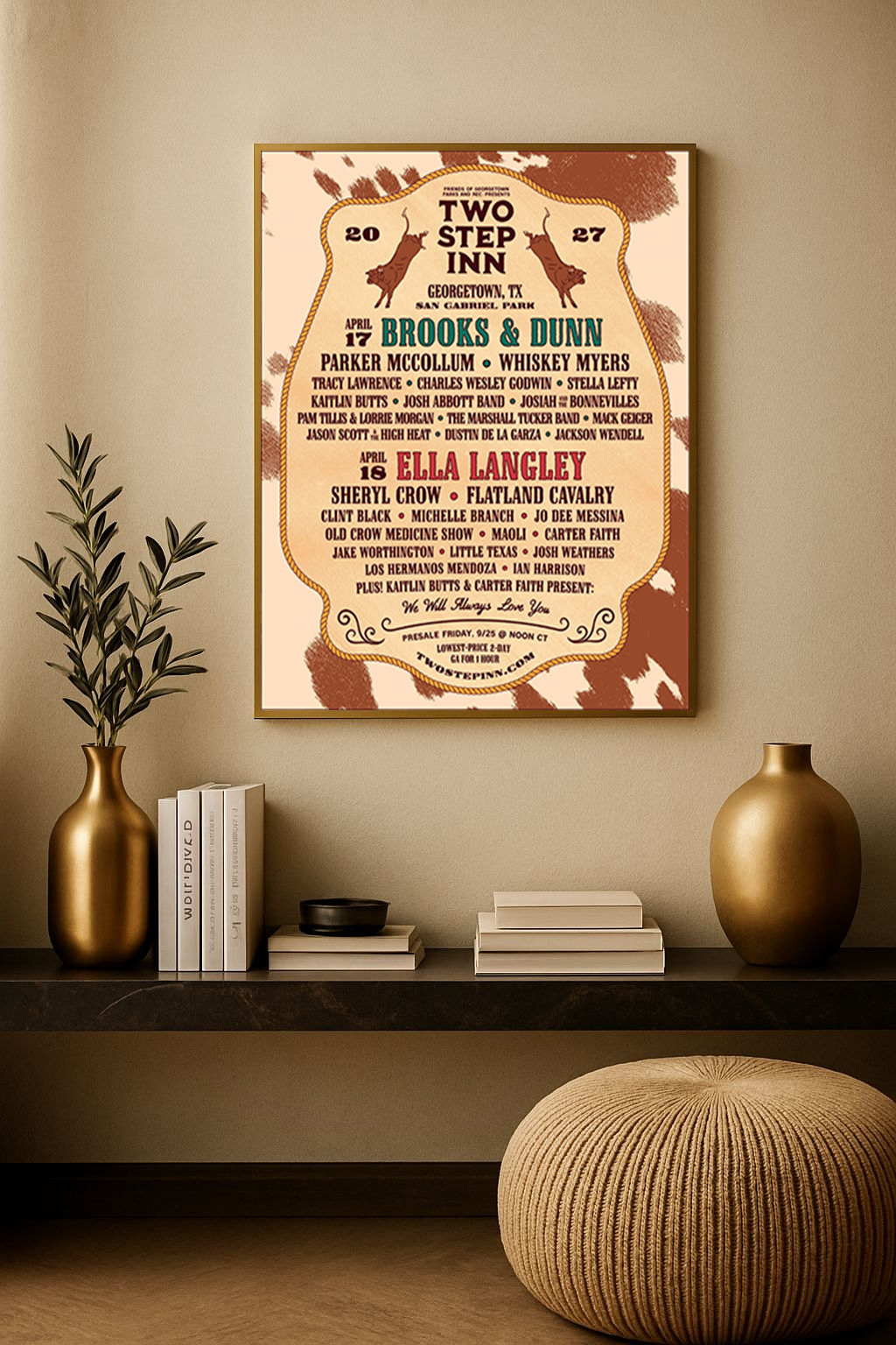 Two Step Inn 2027 – San Gabriel Park Georgetown TX (April 17–18, 2027) Lineup Poster Canvas